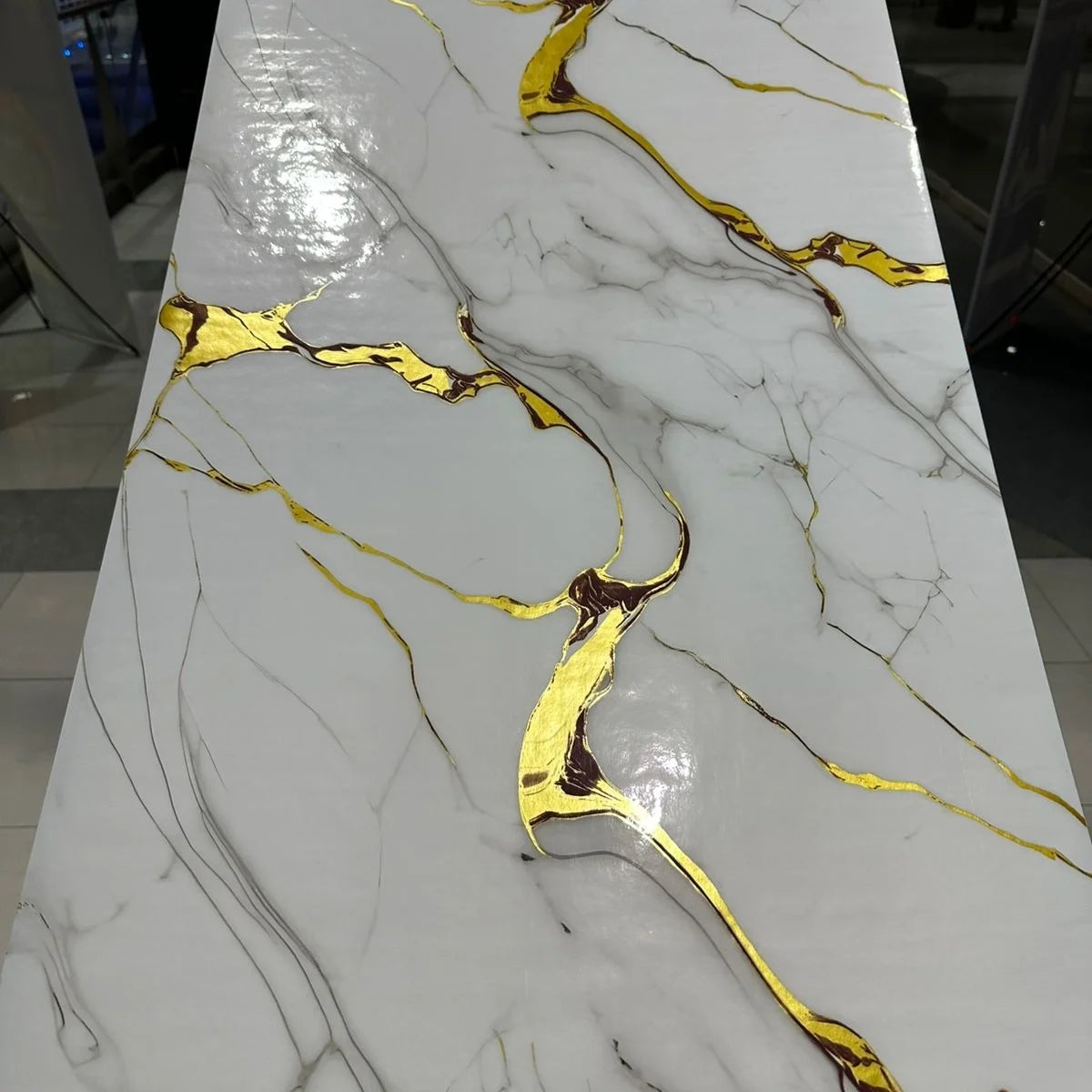 White, Grey & Gold | Marble Sheet Sticker | Waterproof Self-Adhesive