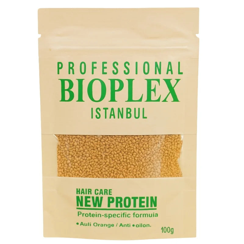 Beige package of Professional Bioplex Istanbul hair care product with green text