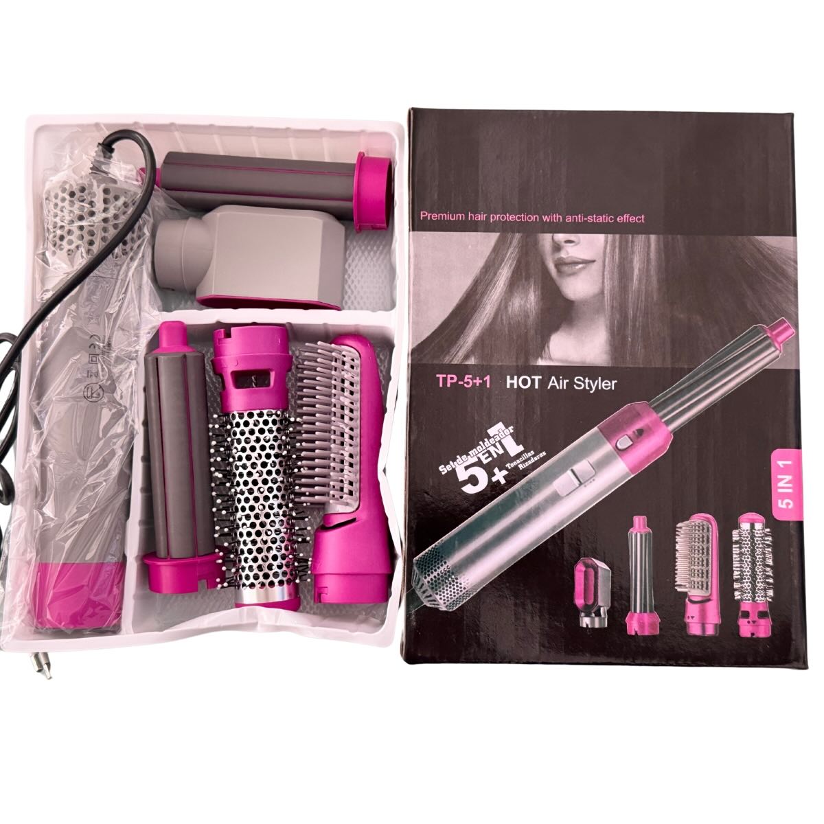 5-in-1 Electric Hair Dryer Brush Kit | Blow Dryer, Straightener, Curler