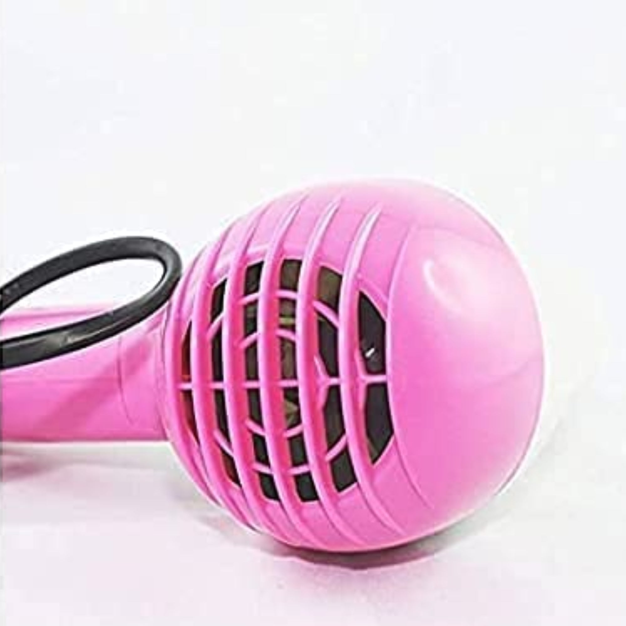 Pink handheld device with a mesh design on a white background