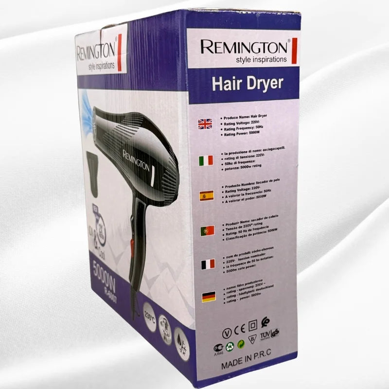 Remington hair dryer packaging on a white background