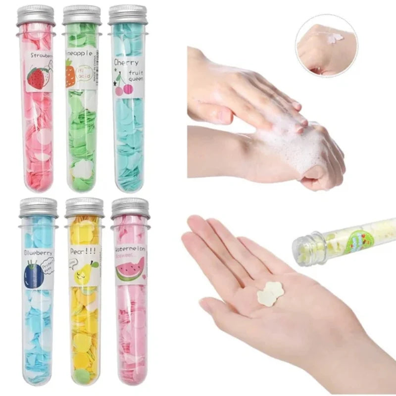 Portable Disposable Soap Paper Flakes in Flower Tube Bottle