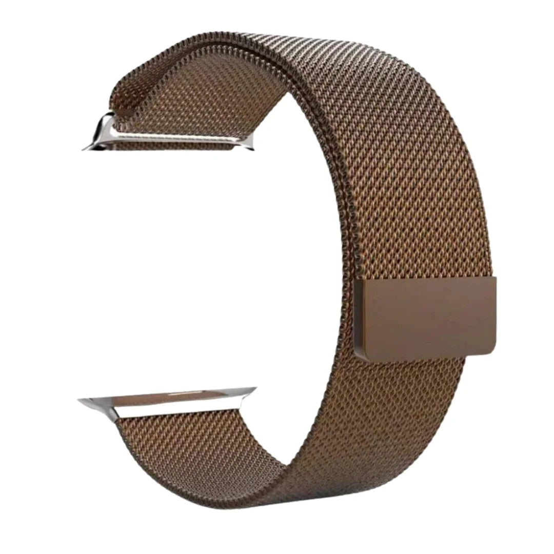 Brown watch strap on a white background