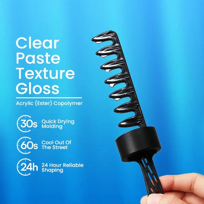 Black comb with clear paste texture gloss on a blue background