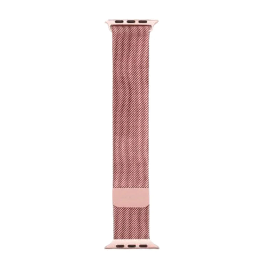 Rose gold watch band on a white background