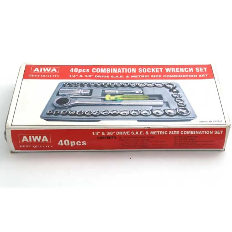 AIWA 40-piece combination socket wrench set packaging on a white background
