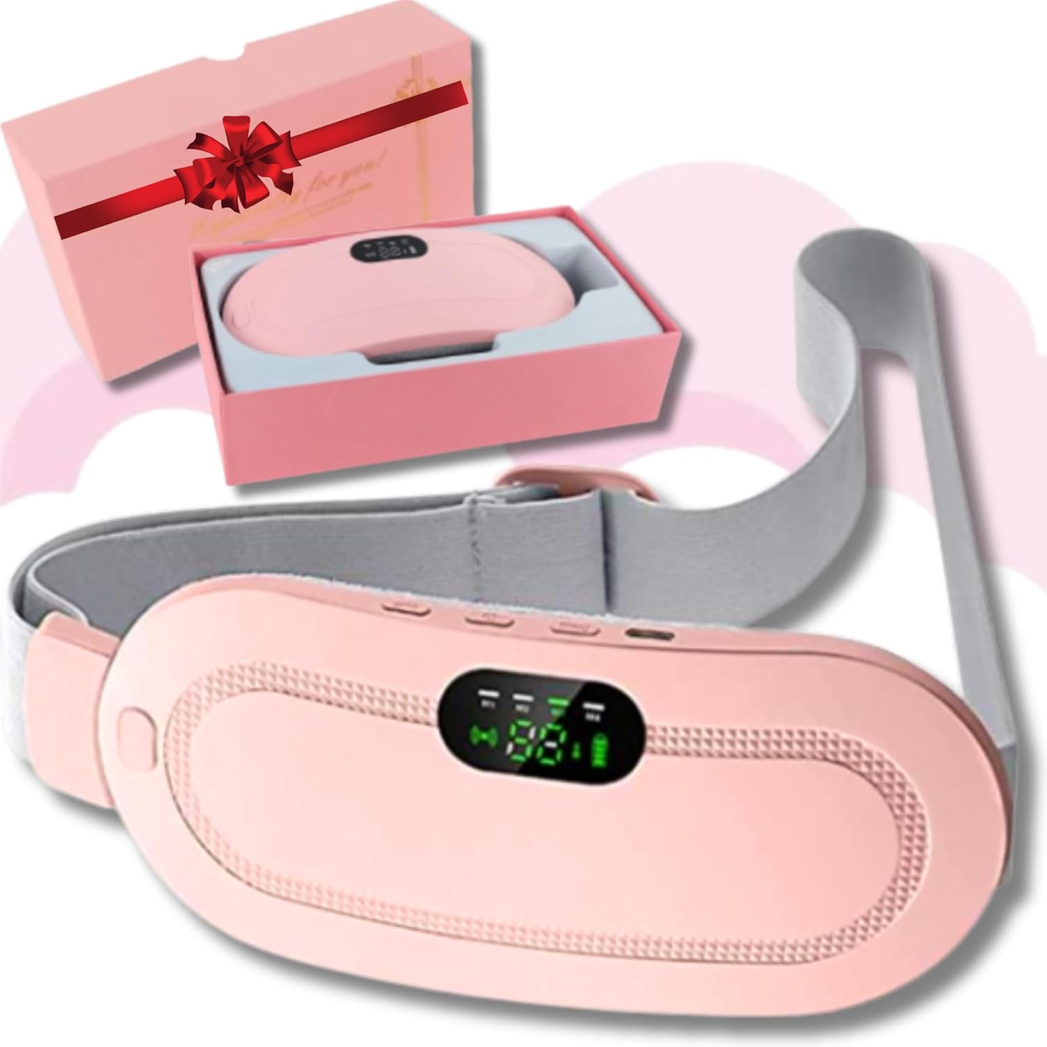 Digital Period Heating Pad & Vibrating Belt | 3 Heat Levels,