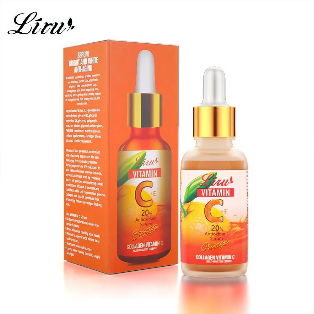 Liru Collagen Vitamin C Serum 30ml orange formula brightening anti-aging face serum bottle