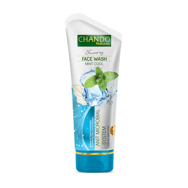 Tube of Chando Naturals Foaming Face Wash Mint Cool on a white background