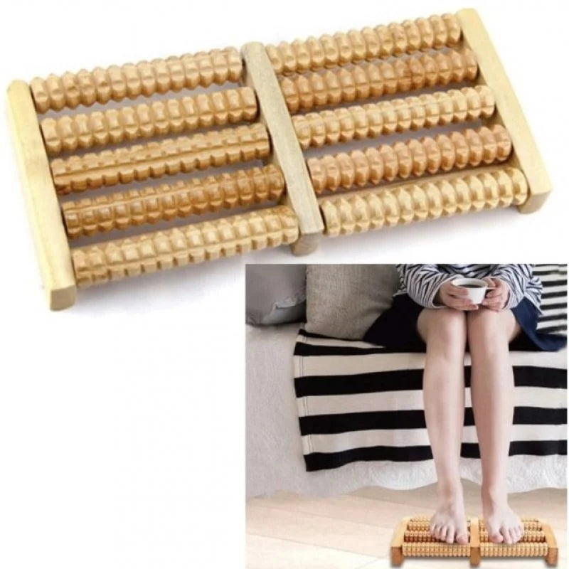 Wooden Foot Roller Massager | Manual Reflexology Therapy Tool for Pain Relief