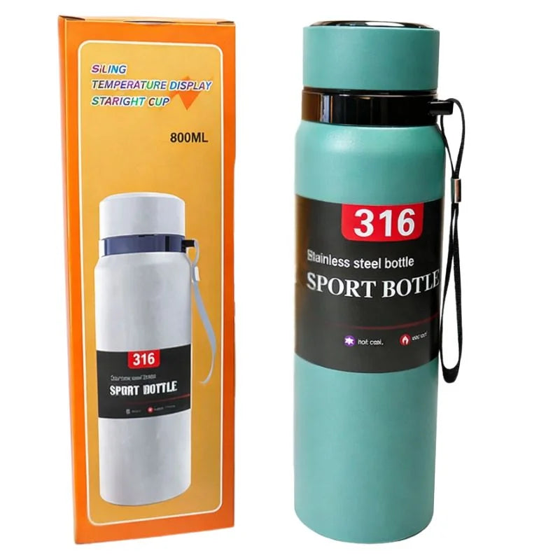 Digital Smart Vacuum 800ml Water Bottle | Stainless Steel Insulated Sports Bottle with LED Temperature Display
